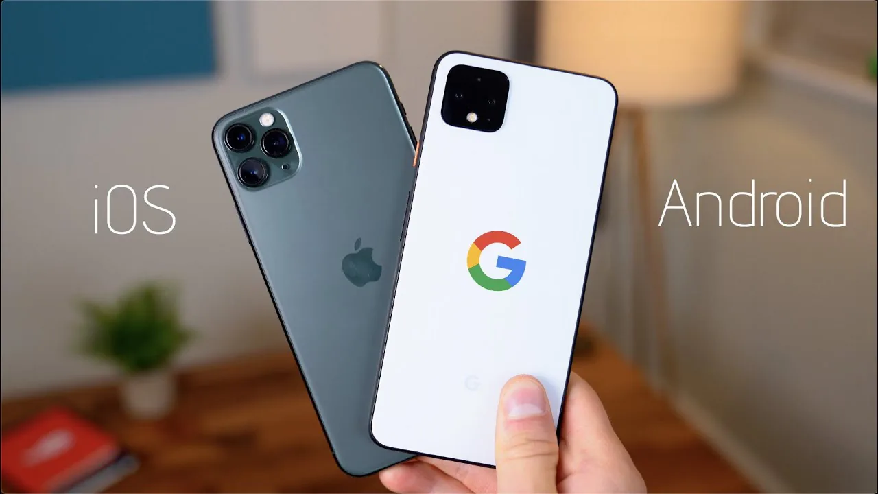 An iPhone and an Android phone side by side